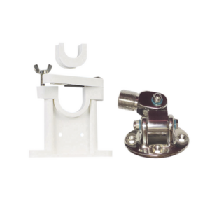 Kit de montaje de acero inoxidable ajustable con soporte para antenas de 1" ó 1 1/2" de Diámetro. Rosca Estándar 1" x 14 Hilos.