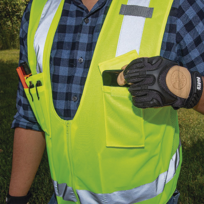 Chaleco de seguridad reflectante de alta visibilidad, mediano/grande. Con múltiples bolsillos de diferente capacidad - Imagen 3