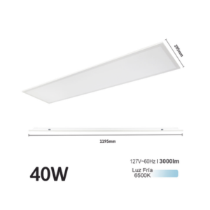 Panel LED Rectangular Empotrado o Suspendido /1195 x 295 mm / 127 Vca~60Hz / TC 6 500 K / Angulo de Luz de 140° - Imagen 4