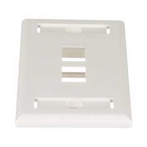 Placa de Pared Vertical, Salida Para 2 Puertos Keystone, Con Espacios Para Etiquetas, Color Blanco Mate