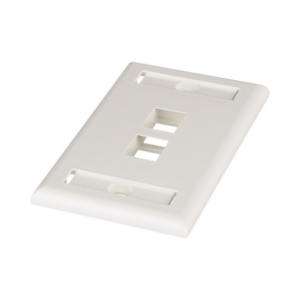 Placa de Pared Vertical, Salida Para 2 Puertos Keystone, Con Espacios Para Etiquetas, Color Blanco Mate - Imagen 2