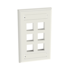 Placa de Pared Vertical, Salida Para 6 Puertos Keystone, Con Espacios Para Etiquetas, Color Blanco Mate - Imagen 4