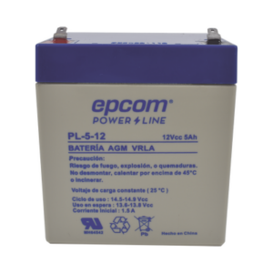 Batería 12 Vcc / 5 Ah / UL / Tecnología AGM-VRLA / Para uso en equipo electrónico Alarmas de intrusión / Incendio/ Control de acceso / Video Vigilancia / Terminales F1 / Cargador recomendado CHR-80.