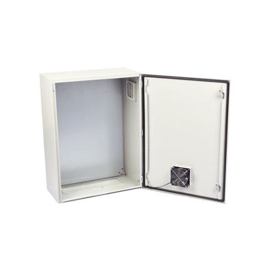 Gabinete Ventilado de Acero IP55 Uso en Exterior (400 x 600 x 250 mm) con Placa Trasera Interior Metálica y Compuerta Inferior Atornillable. Incluye Ventilador, Ventilas, filtros, Chapas y Llave T. - Imagen 5