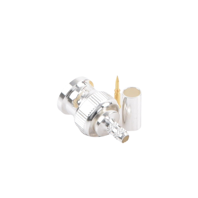 Conector BNC Macho de Anillo Plegable para Cable LMR-195, RG-58/U, RG-142/U, Plata/Oro/Teflón. - Imagen 5