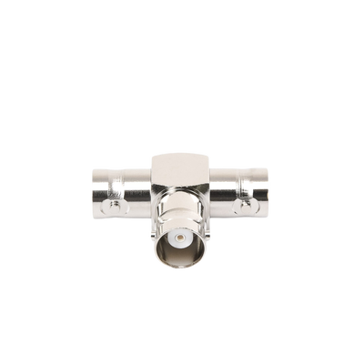 Adaptador Triple en T para 50 Ohm de BNC Hembra a Doble BNC Hembras, Níquel/ Plata/ Teflón. - Imagen 2