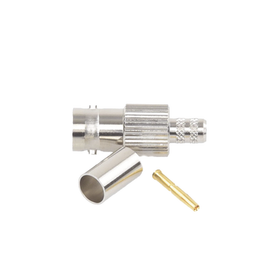 Conector BNC Hembra, 75 Ohm, Anillo Plegable, para RG-59/U, Níquel/ Oro/ Delrin. - Imagen 3