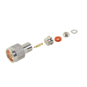 Conector N Macho de Rosca para RG-58/U, RG-142/U, Plata/ Oro/ Teflón.