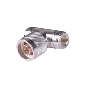 Adaptador en T, de Conector N Macho a Doble N Hembra, Plata/ Oro/ Teflón.