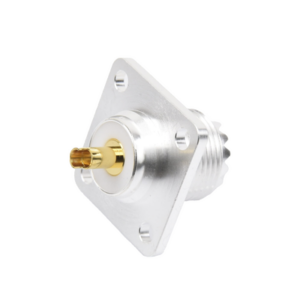 Conector UHF Hembra (SO-239) para Montaje de Chasis con 4 Hoyos a 18 mm, Terminal Soldable, Plata/ Oro/ Teflón. - Imagen 3