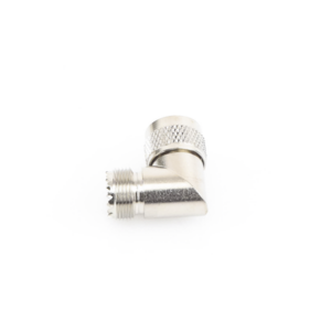Adaptador en Ángulo Recto, de Conector UHF Macho (PL-259) a UHF Hembra (SO-239), Níquel/ Oro/ Delrin. - Imagen 3