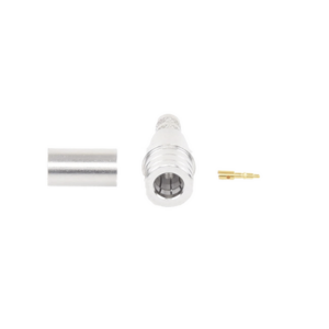 Conector QMA (Quick Mate) Macho, Anillo Plegable para RG-8/X, LMR-240, Bronce Blanco/Oro/Teflón. - Imagen 4