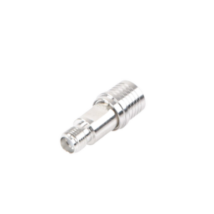 Adaptador en Línea de Bajo PIM, de Conector QMA (Quick Mate) Macho a SMA Hembra, Bronce Blanco/ Oro/ Teflón. - Imagen 2