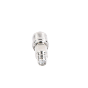 Adaptador en Línea de Bajo PIM, de Conector QMA (Quick Mate) Macho a SMA Hembra, Bronce Blanco/ Oro/ Teflón. - Imagen 4
