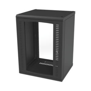 Gabinete para Montaje en Pared, Puerta de Cristal Templado, Cuerpo Fijo con Rack 19" de 16 Unidades