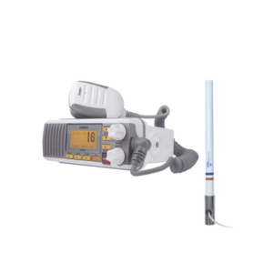 Kit de radio UM385 | mas antena marina de fibra de vidrio TX-5101-SYS fabricada en fibra de vidrio con base roscable de acero inoxidable